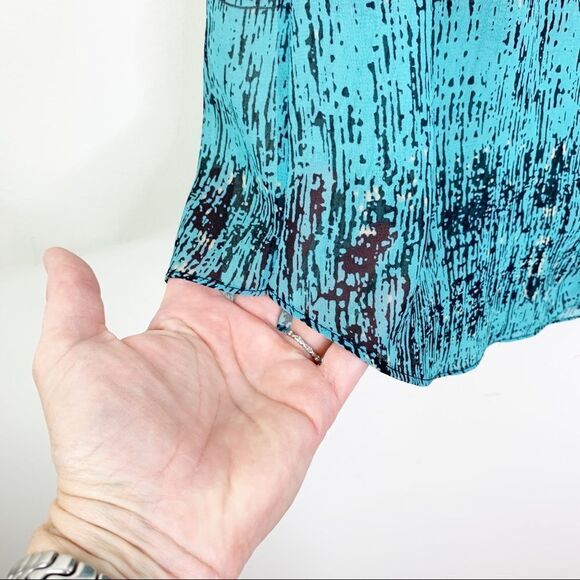 ZOA New York Sleeveless Aqua‎ Print Blouse Sz S - Picture 3 of 12